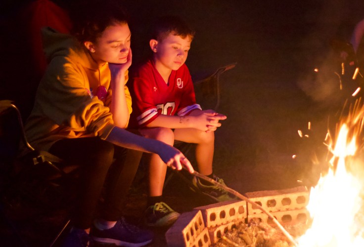 kids by the fire